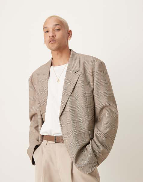 ASOS DESIGN - Ruimvallende oversized geruite blazer in bruin - view 1