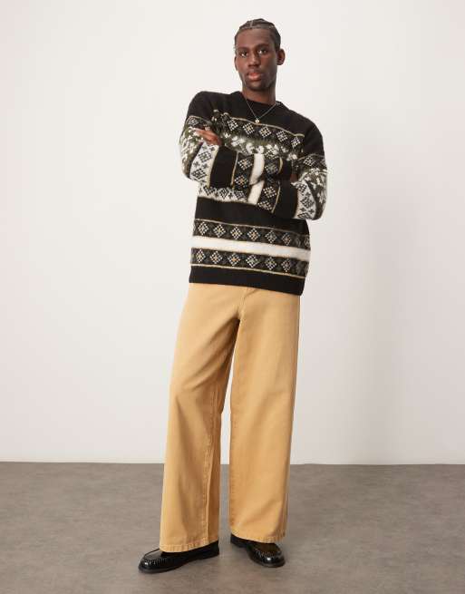 Fairisle trui dames plus size patroon trui mode lange mouwen ronde hals feestelijke gebreide truien tops winter vakantie Fair Isle pullover truien