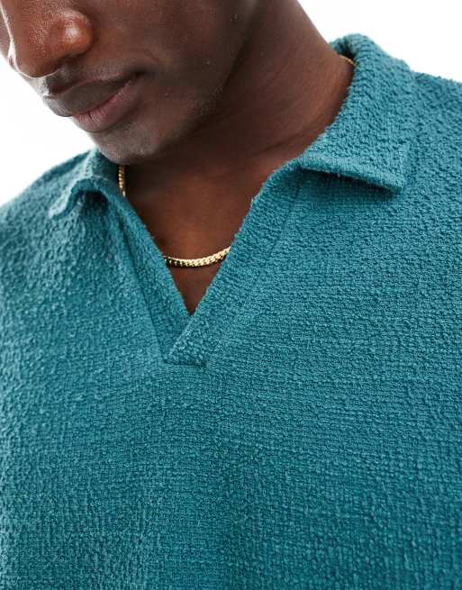 ASOS DESIGN - Ruimvallende polo met textuur in groen, 3 van 4