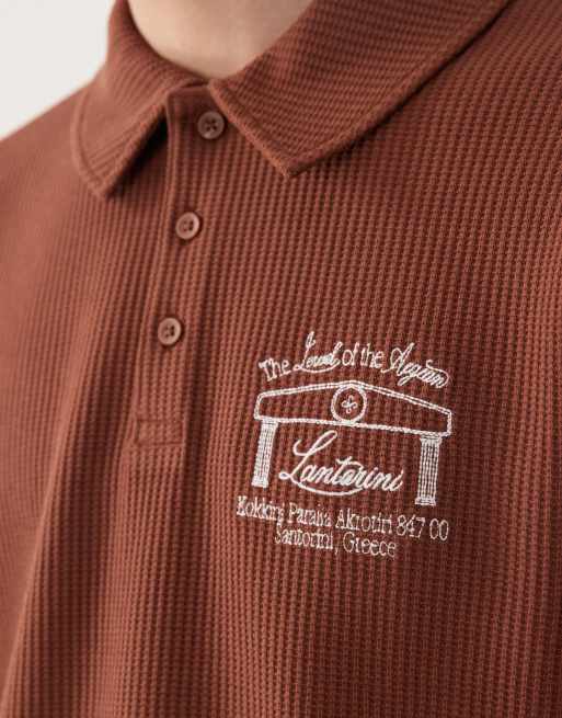 ASOS DESIGN - Ruimvallende polo van superzware stof met textuur in bordeauxrood, 4 van 5