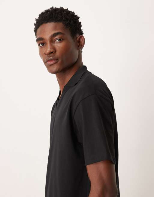 ASOS DESIGN - Ruimvallende polo van zware stof in zwart , 4 van 5