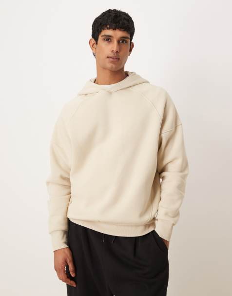 ASOS DESIGN - Ruimvallende rechte hoodie in beige - view 1