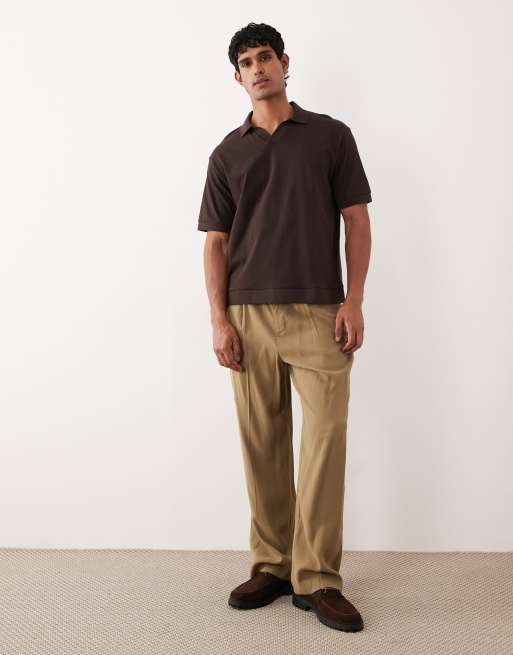 ASOS DESIGN - Ruimvallende rechte polo van zware stof in bruin , 2 van 5