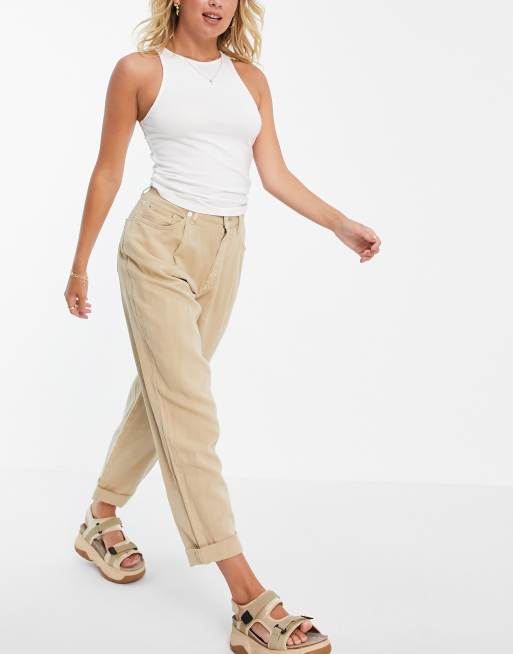 ASOS DESIGN - Ruimvallende smaltoelopende broek in camel