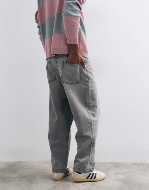 ASOS DESIGN - Ruimvallende smaltoelopende jeans in grijs met wassing, 3 van 5