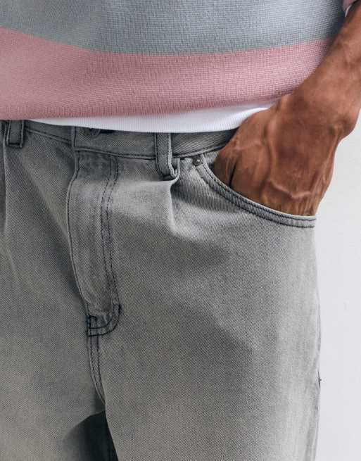 ASOS DESIGN - Ruimvallende smaltoelopende jeans in grijs met wassing, 4 van 5