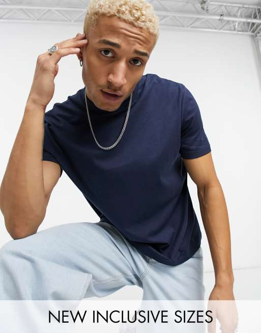 ASOS DESIGN - Ruimvallende T-shirt in marineblauw - NAVY