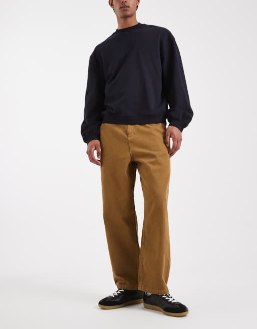 ASOS DESIGN - Ruimvallende toelopende broek in lichtbruin, 2 van 5