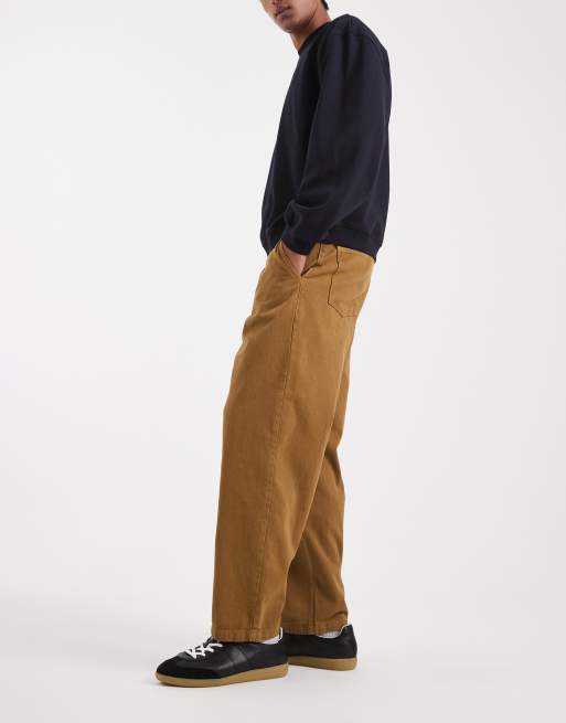 ASOS DESIGN - Ruimvallende toelopende broek in lichtbruin, 3 van 5