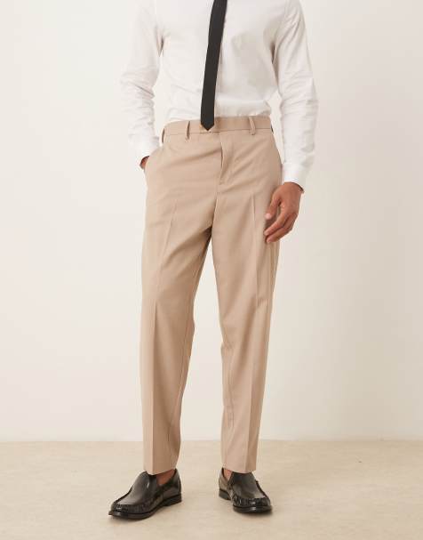 ASOS DESIGN - Ruimvallende, toelopende flanellen pantalon in beige - view 1
