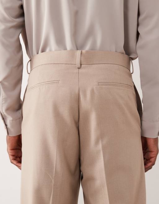 ASOS DESIGN - Ruimvallende, toelopende flanellen pantalon in beige, 5 van 5