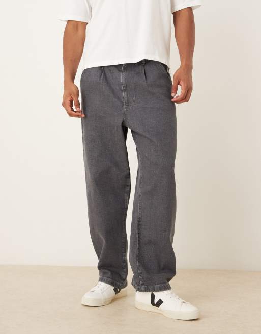 ASOS DESIGN - Ruimvallende, toelopende jeans in grijs, deel van co-ord set