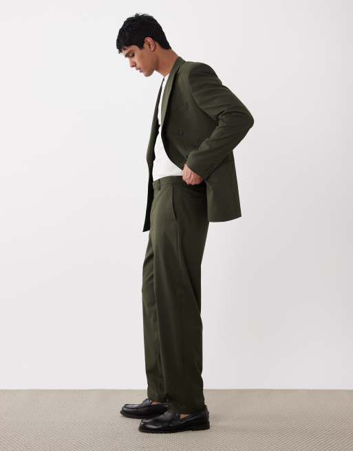 ASOS DESIGN - Ruimvallende toelopende pantalon in olijfgroen, 3 van 5