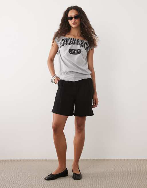 ASOS DESIGN - Ruimvallende top met blote schouders in grijs, 2 van 4
