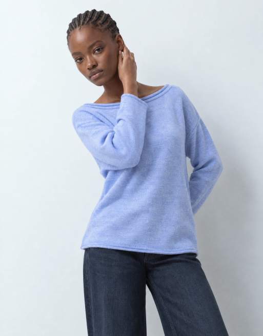 ASOS DESIGN ruimvallende trui met blote schouders in blauw, 7 van 8