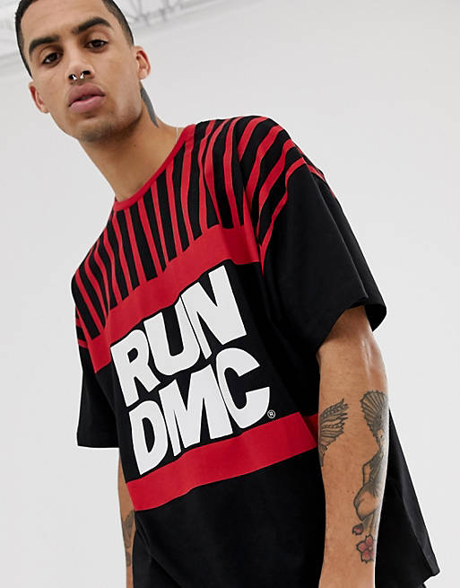 ASOS DESIGN – RUN DMC – Oversize T Shirt mit Streifen