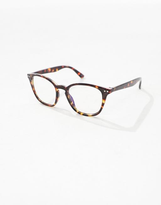 ASOS DESIGN Runde Brille mit klaren Glasern und Blaulichtfilter