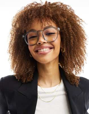 ASOS DESIGN - Runde Brille mit zartem Gestell und klaren Gläsern mit Blaulichtfilter