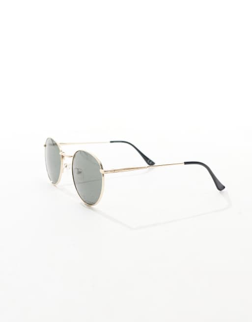 ASOS DESIGN – Runde Metall-Sonnenbrille im Stil der 90er in Gold mit getönten Gläsern, 3 von 3