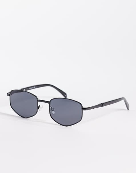 ASOS DESIGN – Runde Metall-Sonnenbrille in Schwarz mit getönten Gläsern - view 1