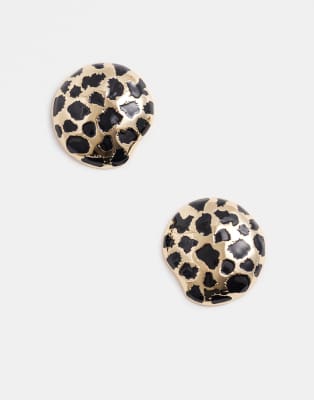 ASOS DESIGN - Runde Ohrstecker in Goldoptik mit Animalprint-Goldfarben