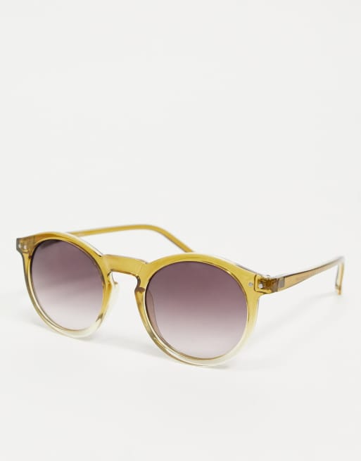 ASOS DESIGN - Runde solbriller i gul ombrekrystal med lilla glas