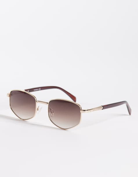 ASOS DESIGN - Runde solbriller med guldfarvet metalstel og brune glas - view 1