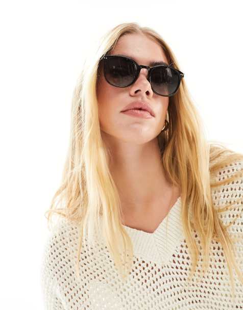 ASOS DESIGN - Runde solbriller med smalt stel i sort med gradueret røgfarvet glas - view 1
