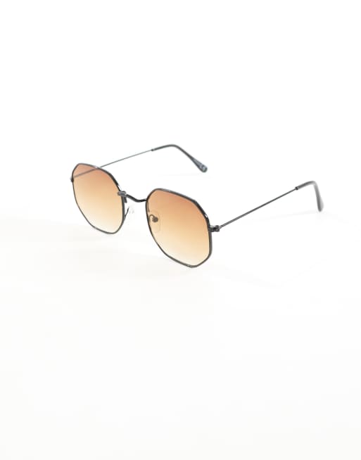 ASOS DESIGN - Runde solbriller med sort metalstel og graduerede, røgfarvede glas, 3 af 4