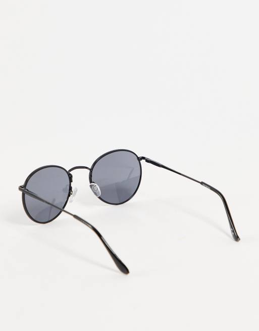 ASOS DESIGN – Runde Sonnenbrille in Mattschwarz mit schwarzen Gläsern, 2 von 4