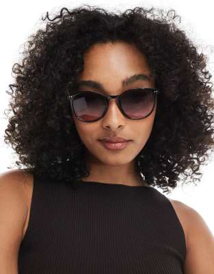 ASOS DESIGN - Runde Sonnenbrille in Schwarz