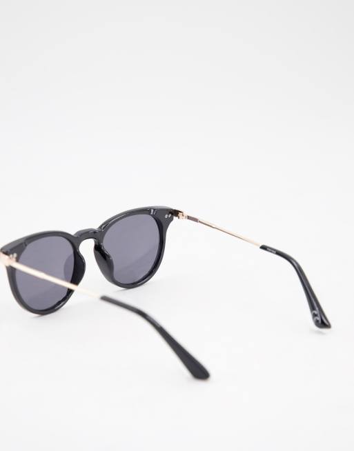 ASOS DESIGN – Runde Sonnenbrille mit polarisierten Gläsern und Bügeln aus Metall in Schwarz, 3 von 4