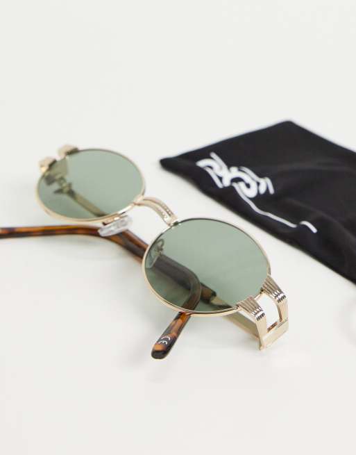ASOS DESIGN – Runde Vintage-Sonnenbrille mit Gold-Finish