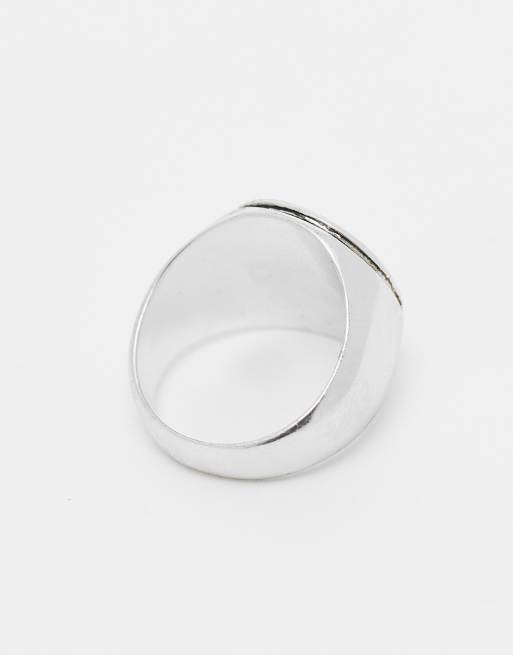 ASOS DESIGN – Runder Siegelring in poliertem Silber mit schwarzem Emaille, 3 von 3