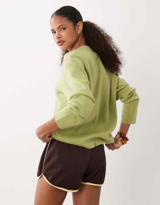 ASOS DESIGN – Runner-Shorts in Buttermilchgelb und Schokobraun mit kontrastierender Einfassung, 5 von 5