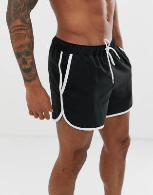 black and white swim shorts