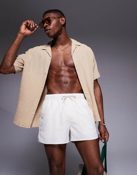ASOS DESIGN runner swim shorts in short length in white - view 1