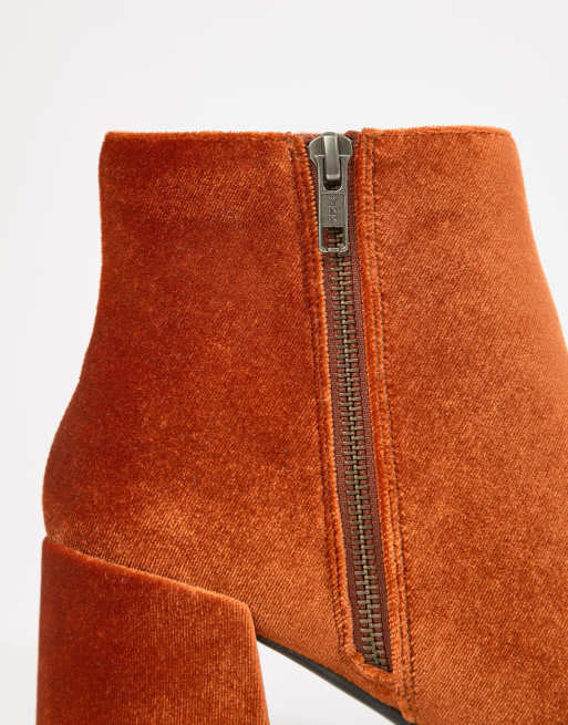 Orange shop velvet boots