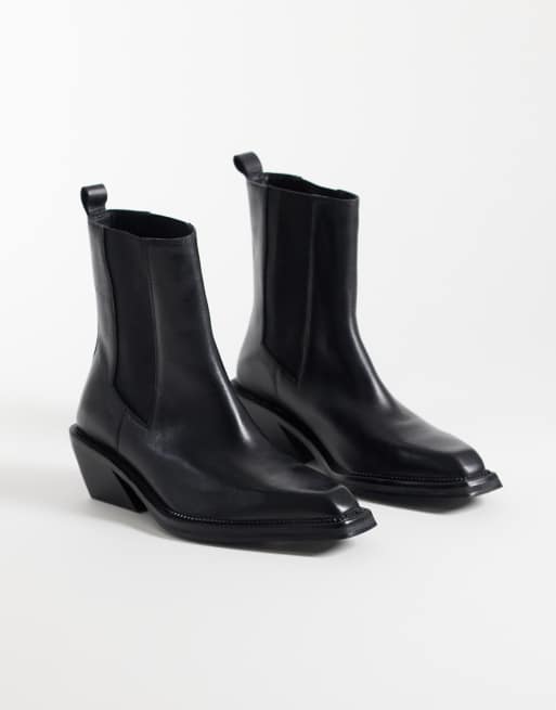 ASOS DESIGN Russo bottines western en cuir chunky noires, 2 de 4