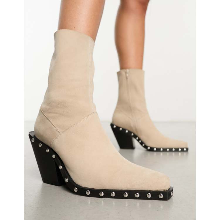 Off white suede store booties