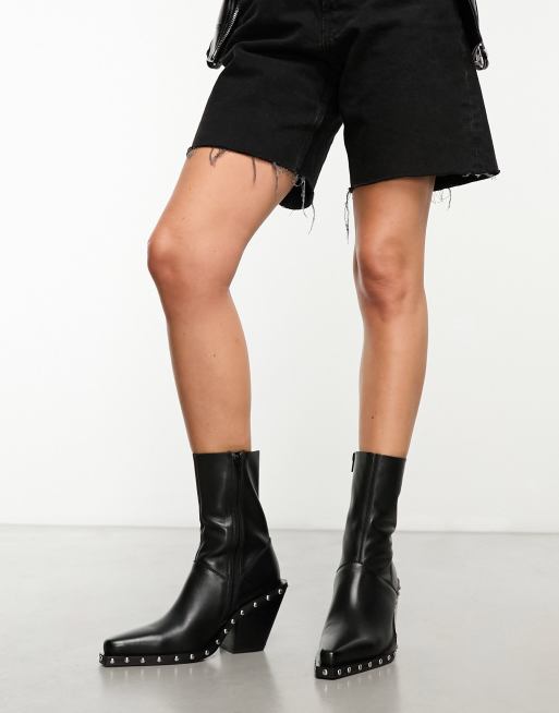 ASOS DESIGN – Russo – Svarta boots i läder och cowboystil med nitar, 4 av 4