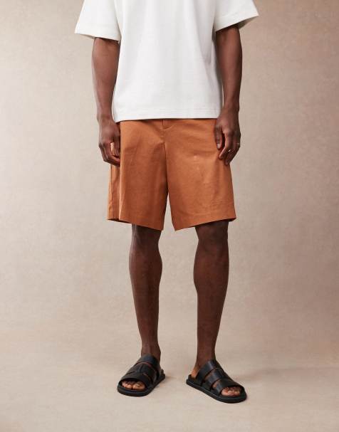 ASOS DESIGN - Rustfarvede elegante bermuda-shorts i hørblanding - view 1