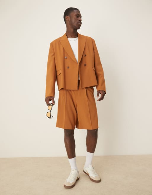 ASOS DESIGN - Rustfarvet habitjakke i hørlook i firkantet pasform, 2 af 5