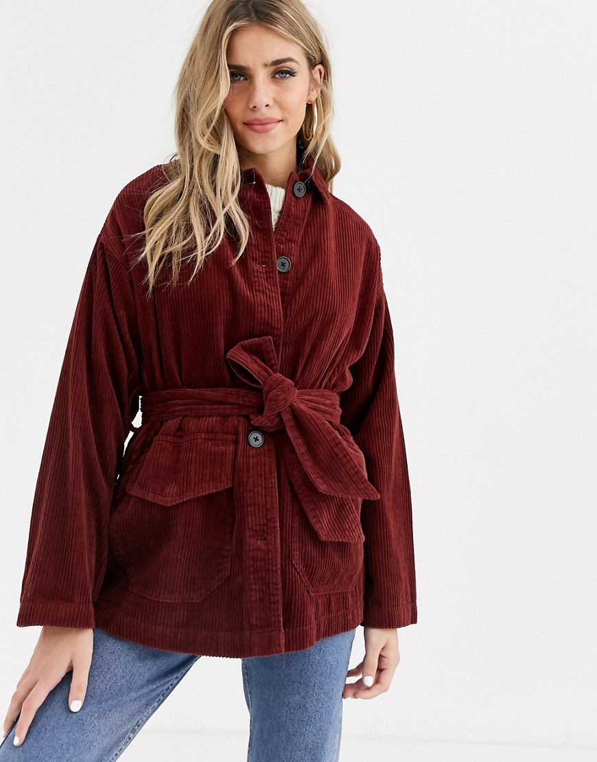 ASOS DESIGN - Rustfarvet jakke med bælte-Brun