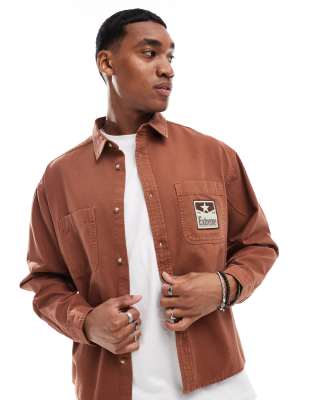 ASOS DESIGN - Rustfarvet oversized skjorte mærke i firkantet pasform - view 1