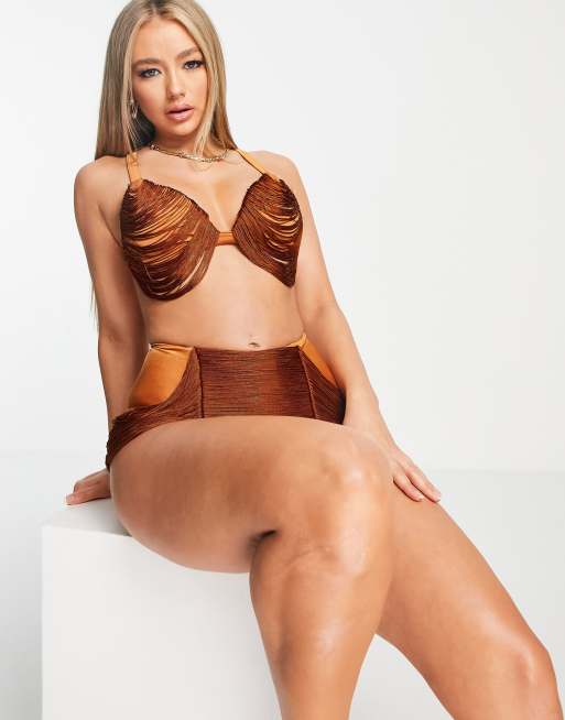 ASOS DESIGN - Rustrød bikinitop med frynsedetaljer, 4 af 4