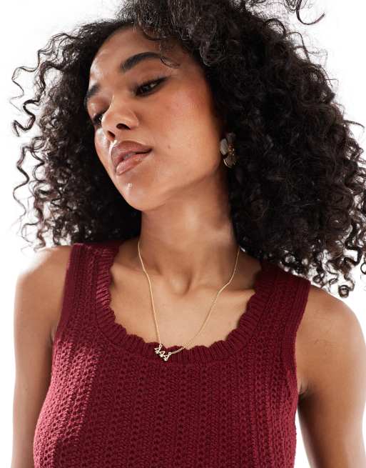 ASOS DESIGN - Rustrød tanktop i strik med bølgekant, 3 af 4
