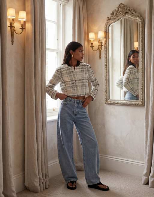 ASOS DESIGN – Rutig, figursydd bomberjacka i bouclé, 10 av 11