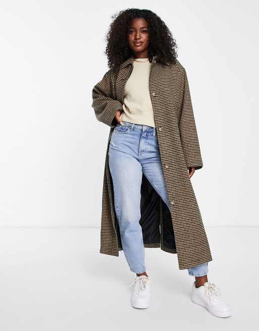 ASOS DESIGN – Rutig finkappa i boyfriend-modell av ylletyg