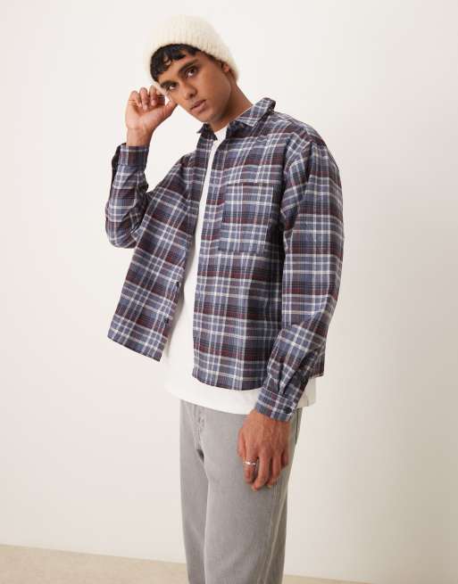ASOS DESIGN – Rutig flanellskjorta av flanell i oversize med boxig passform